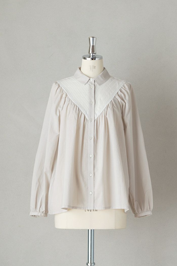 MAGALI マガリ ブリージーコットンシルクレースヨークブラウス(26SS